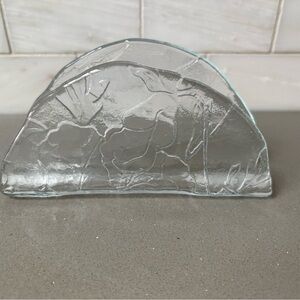 Vintage Pressed Glass Napkin Holder – Clear Glass 1970s